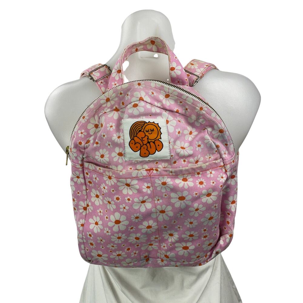 Big Bud Press Lazy Daisy Pink Floral Zip Adjustable School Backpack Size OS